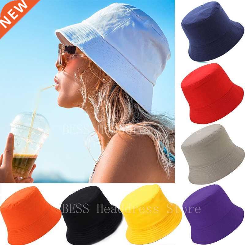 New Unisex Cotton Ladies Bucket Hat Women Summer Sunscreen P