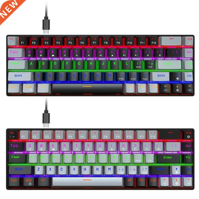 Hxsj V800 Mechanical Keyboard 68 Keys Rgb Backlit Gaming Blu