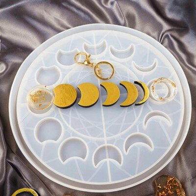 Large Moon Phase Round Tray Resin Mold Crescent Half Full Mo