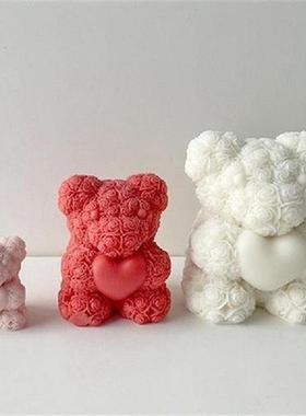 Cetakan Silikon Lilin Beruang Mawar Cinta DIY Cetakan Sabun