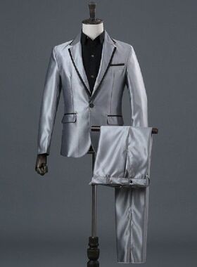 Men's Fashion Striped Host Costumes Suits Stage Sing