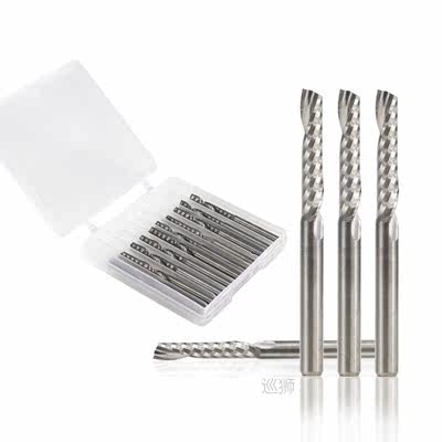 10pcs 2x8mm 3.175 shank Single Flute Spiral Router Bits for