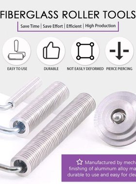 8Pcs Aluminum Alloy Fibreglass Roller Set Bubble Roller Glov