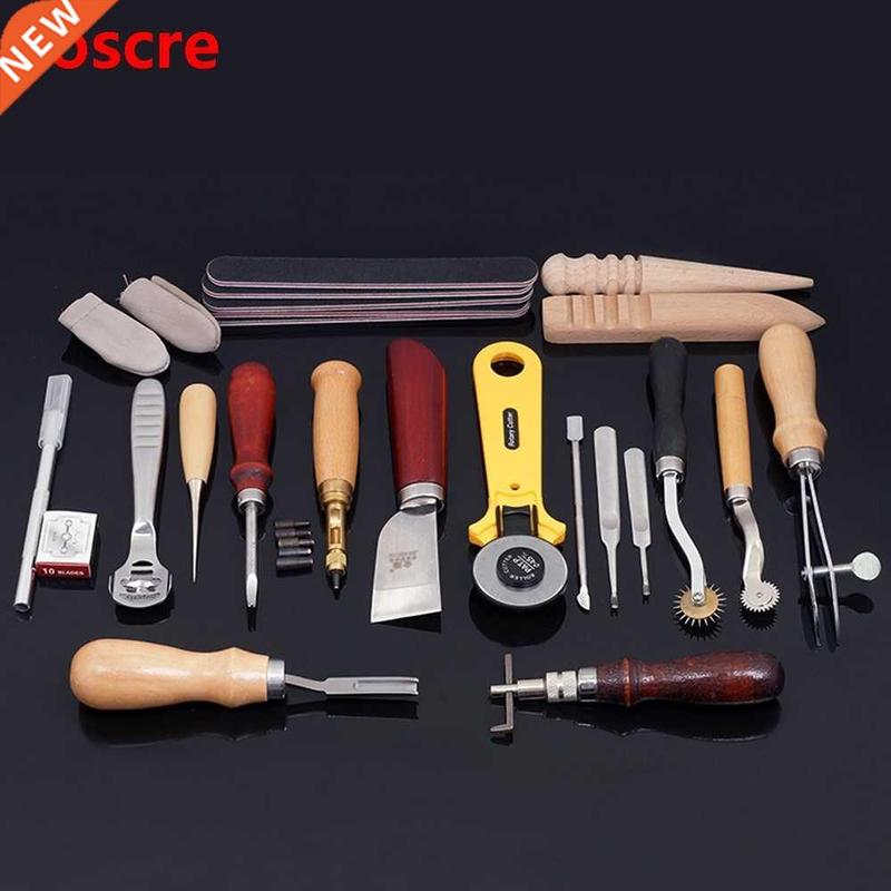 Professional 24pcs Leather Craft Tools Kit Hand Leathercraft