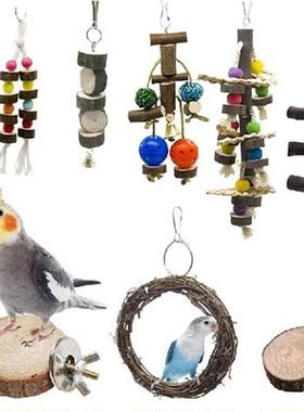 Hangings Bell Bird Toys Natural Wood Perches For Birds
