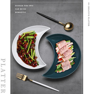 5pcs Salad Plate Crescent Shaped Pasta Bowl Washable Sturdy