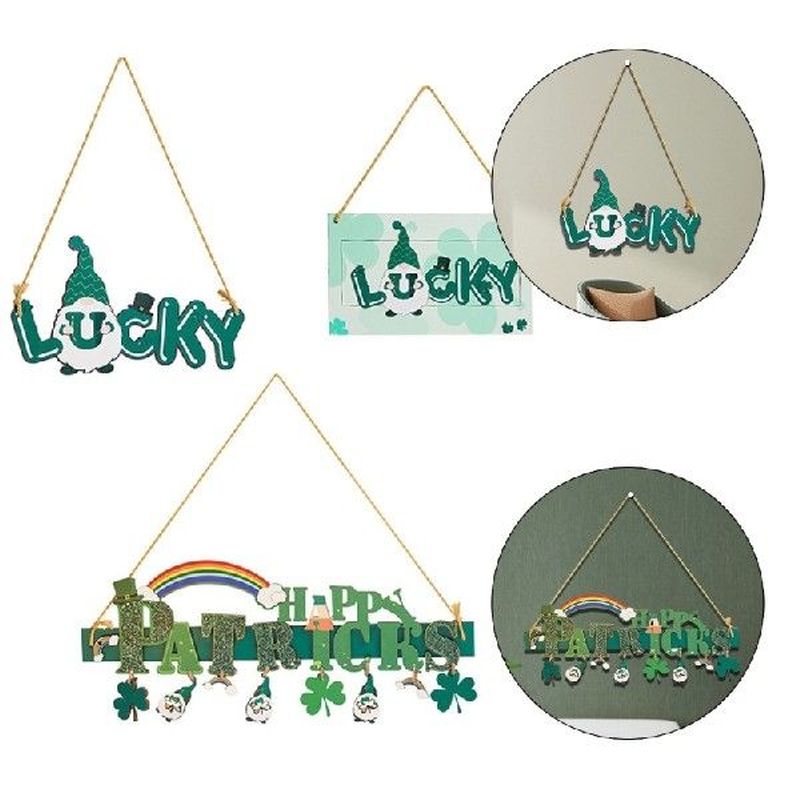 Patrick Day Pendant Gnomes Green Plaques Decorative