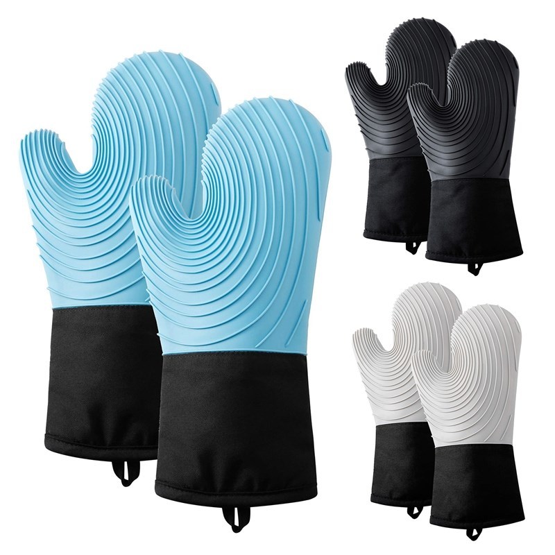1 Pair Silicone Oven Mitts Non-Slip Microwave Oven Gloves Wi