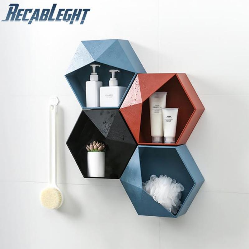 Recableght Hexagonal Storage Shelf Wall-Mounted Geometric Ra