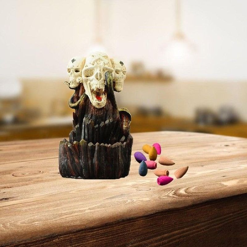 Halloween Ghost Statues Backflow Incense Burner Waterfall In
