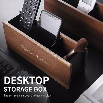 Kotak Penyimpanan Kayu Wadah Modern Pemegang Pena Desktop