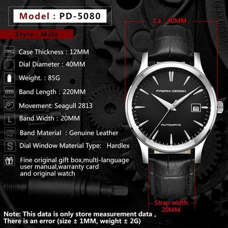 PGNI DESIGN 2020 New Mens Clssic Mechnicl Wtches Bus