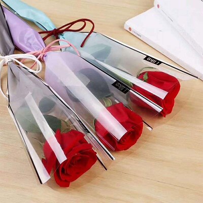 5pcs Single Rose Plastic Package Transparent Flower Bouquet