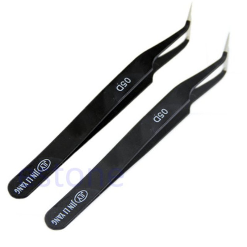 5Pcs/Lot Curved Tips Antimagnetic Antistatic Tweezer Forceps