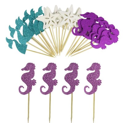 24pcs Mermaid Cake Topper Mermaid Party Seaweed Little Merma