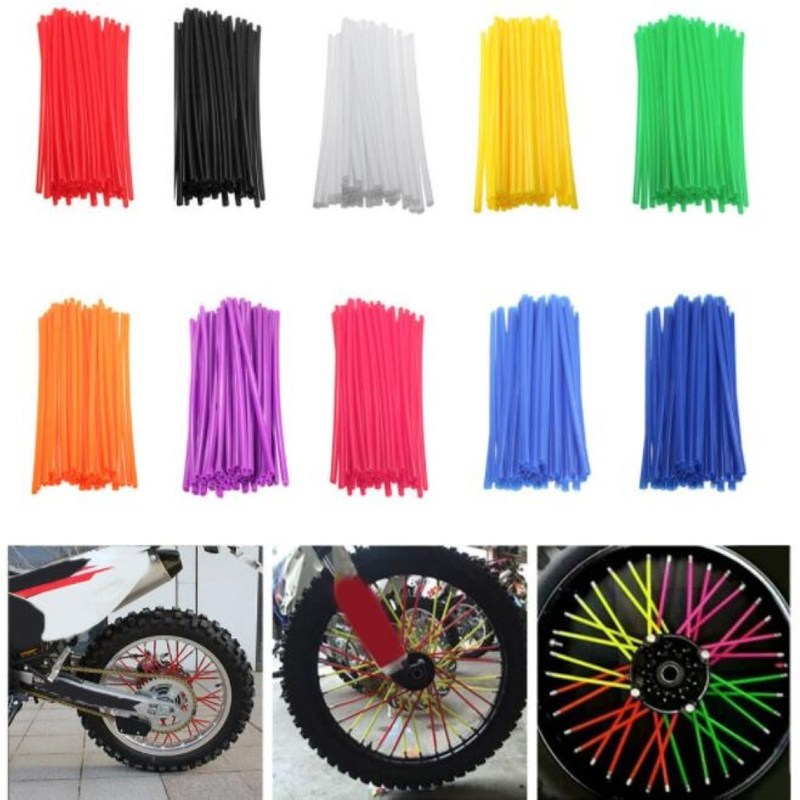 New Motorcycle 72 Pcs Wheel Rim Spoke Wrap Kit Skin Cover  M