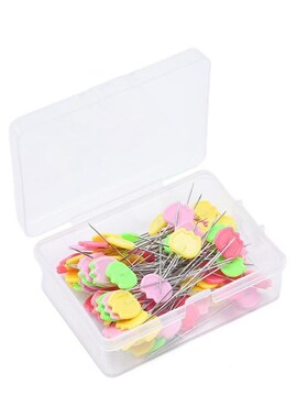 100Pcs/Box Mixed Colors Sewing Patchwork Pins Flower Head Pi