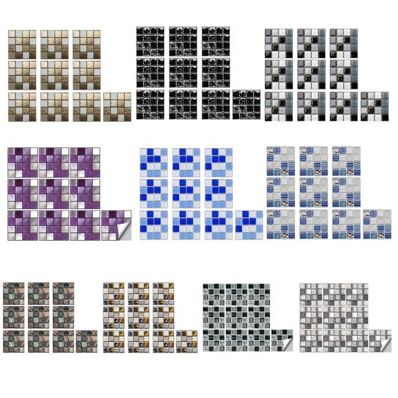 10-Sheet Flat Simulation Mosaic Tile Wall Sticker Transfers