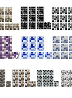 10-Sheet Flat Simulation Mosaic Tile Wall Sticker Transfers