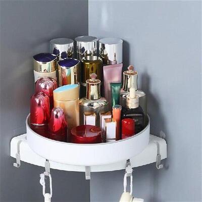 Mount Free Rotatable Bathroom Organizing Rack with 5 Hooks