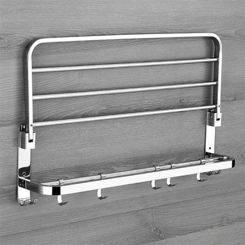 Folding Movable Bath Towel Shelf Stainless Steel Polished Ba