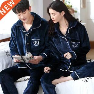 Winter Thick Warm Soft Flannel Pajama Sets for Men Lovers Co
