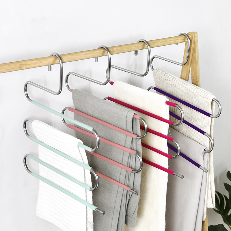 Clothes Hangers Pants Organizer Rack Saves Space Closet Orga