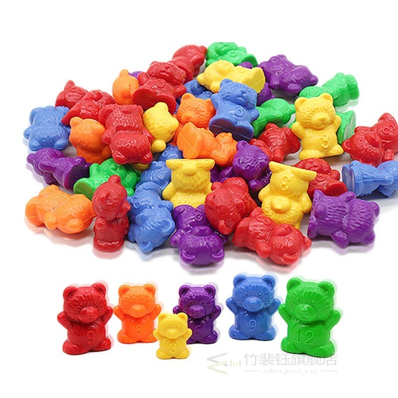 Montessori Toy 1 Set Rainbow 6 Colors Counting Bears Baby E