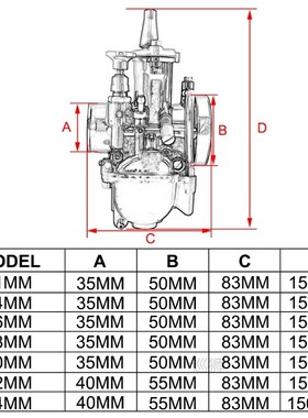 Motorcycle 21 24 26 28 30 32 34 mm Engine Part Carburetor Fo