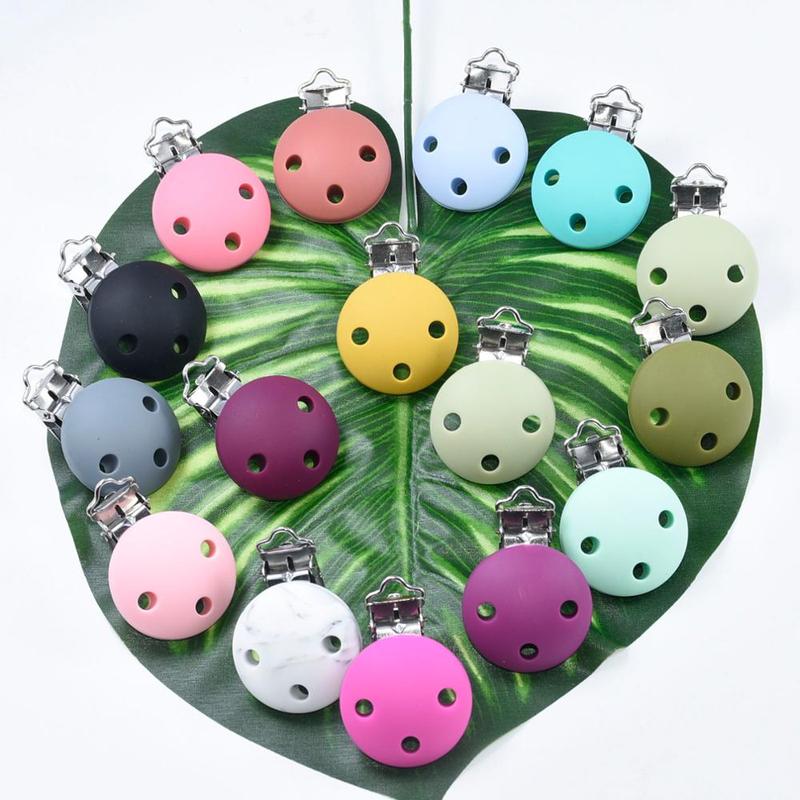 3 PCS 35MM Baby Pacifer Clips Round Shape Perle Silicone Tee