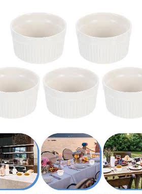 5 Pcs Ceramic Griddle Salt Pepper Ramekin Dish Soup Bowl