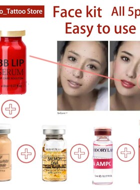 5pcs Korean BB Cream Face Kit Serum Ampoule Starter Kit Lip