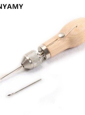 Carving Wax Line Wooden Handle Sewing Awl Stitcher Leather