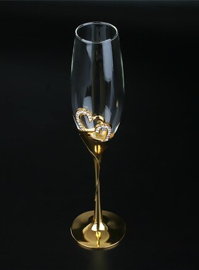 2Pcs/Set Wedding Crystal Champagne Glasses Gold Metal Stand
