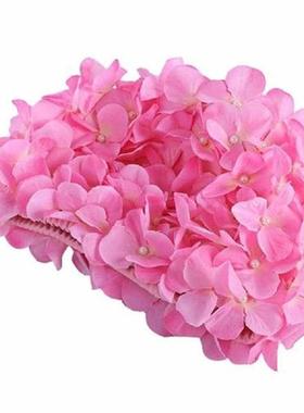 1pcs Women Swimming Caps Flowers Design Bath Cap Solid Pink