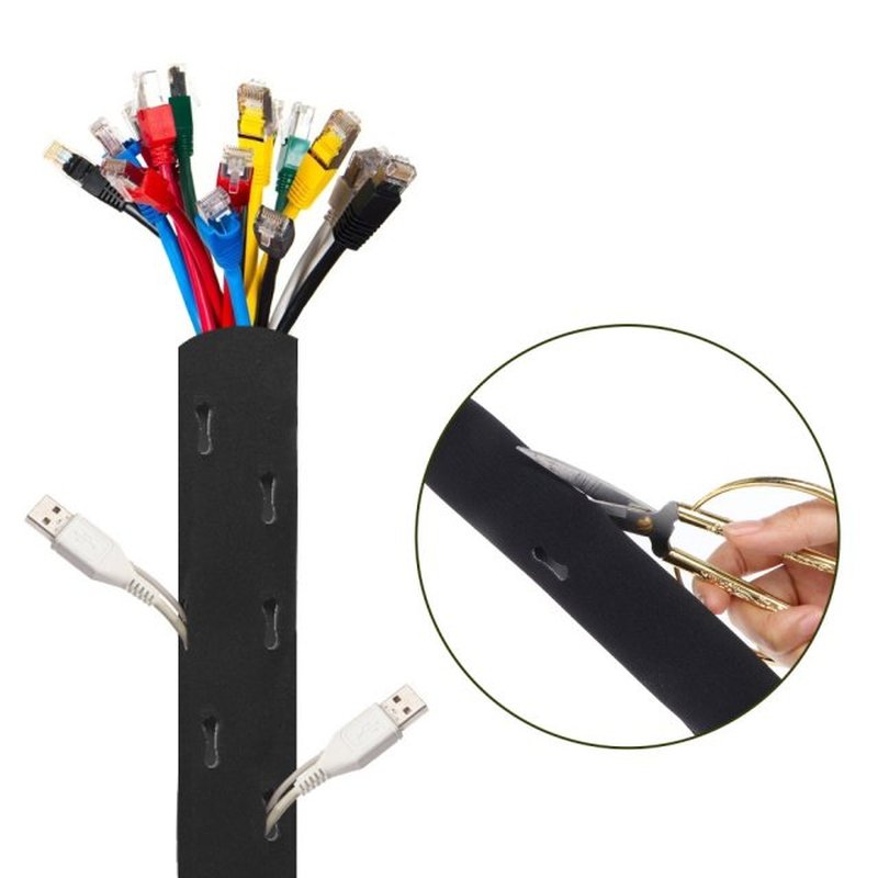 Cable Management Sleeve Braided Sleeves Cuttable Cord Organi
