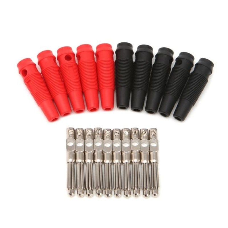10Pcs Red Black 4mm 32A Solderless Side Stackable Banana Plu