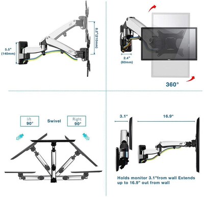 NB North Bayou Black F300 Full Motion Monitor Wall Mount TV
