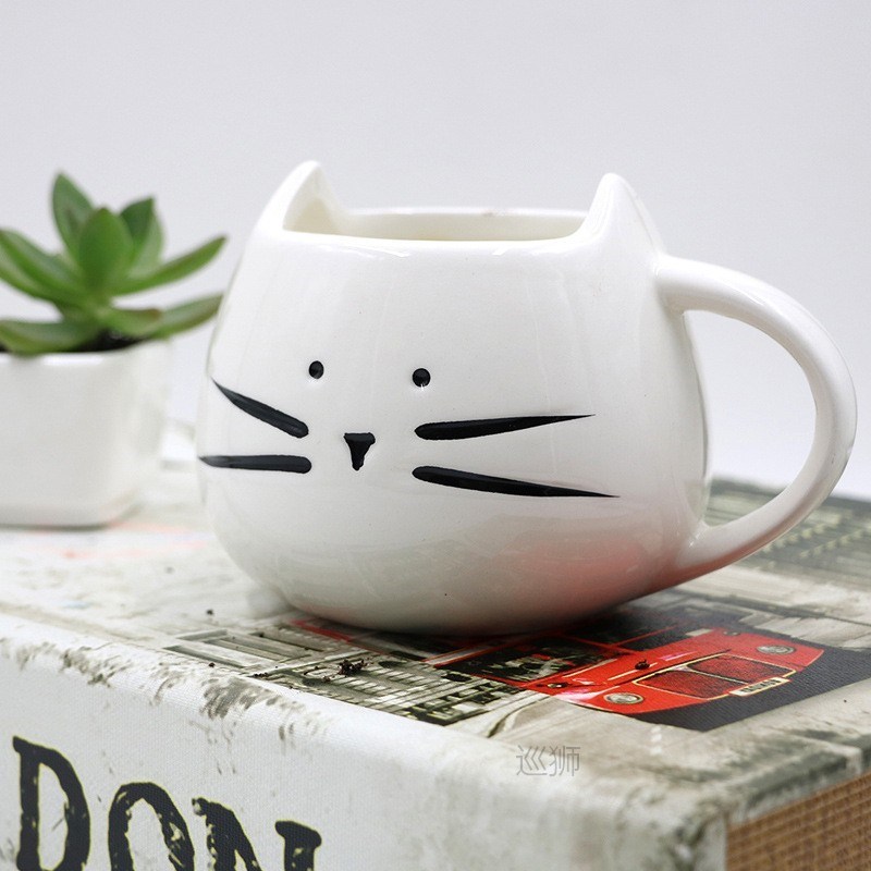 Ceramic Cute Cat Mugs With Spoon Coffee Tea Milk Animal Cups