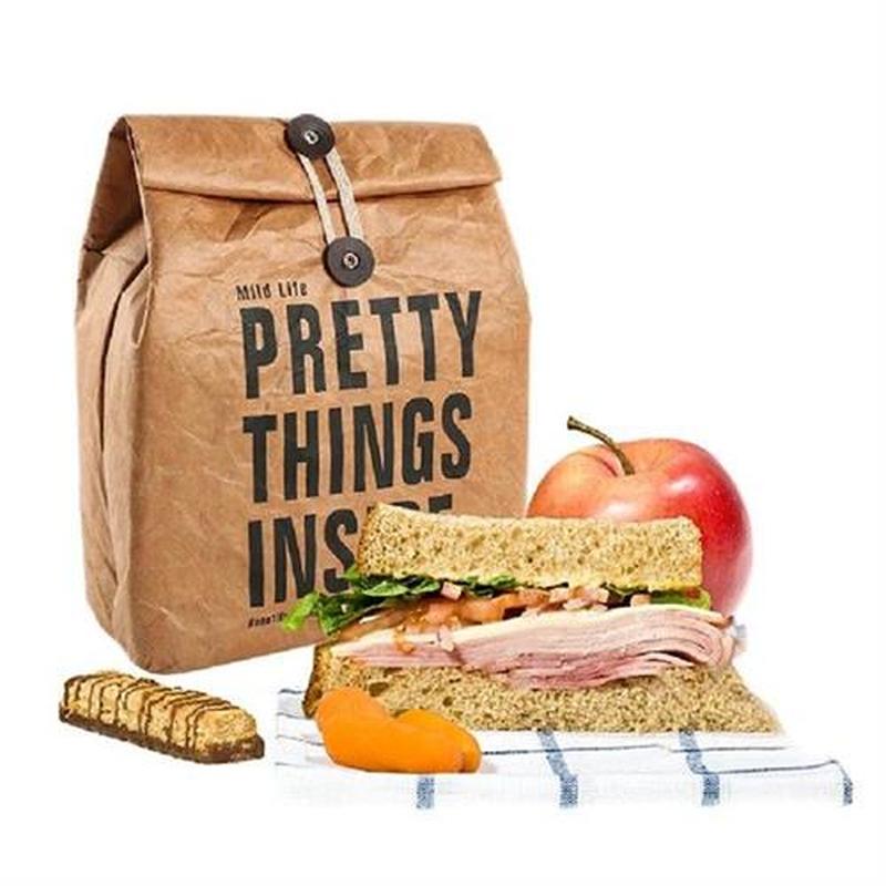 Brown Paper Lunch Bag Reusable Box Sack Durable Insulated
