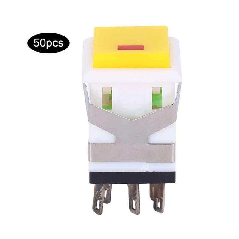 50Pcs Button Switch with Automatic Instantaneous Reset Yello