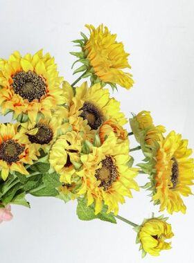 Heads One Bouquet Sunflower Simulation Plants Wedding