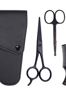 3pcs Beard Men Mustache Comb Trimming Grooming Scissors Kit