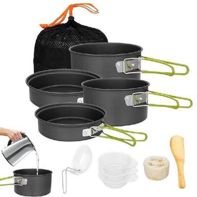 Outdoor Camping Pot Set Backpacking Cooking Pot And Pan 10
