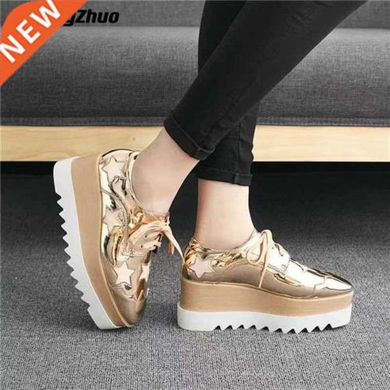 Casual Shoes Women 2021 Autumn Luxury Leather Barefoot Platf