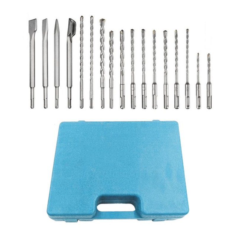 17PCS Electric Rotary Hammer Drill Bits and Chisels Kit Elec