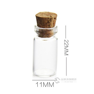 *Hot 50Pcs/set 11*22MM 1ML Mini Glass Bottles Jars Empty Sam