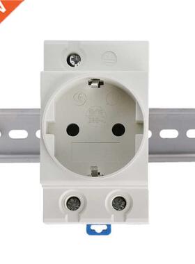EU Type 35mm DIN Rail Mount AC Power Socket 16A 250V AC