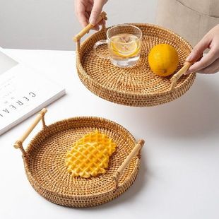 Factory wholesale rattan tray bread fruit snack binaural