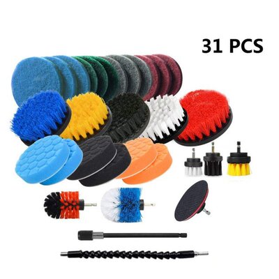 31PCS Electric Drill Brush Set Includ Clean Cloth ,Scrub Pad
